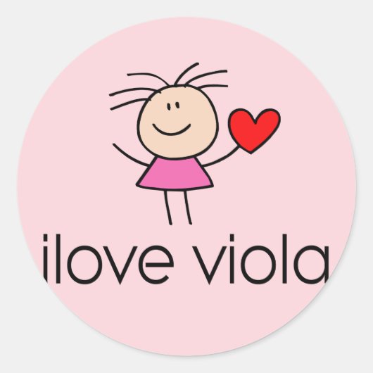 iLove Viola Lover Geschenk Runder Aufkleber (Vorderseite)