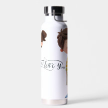 Ilove you - Floral Water Flasche