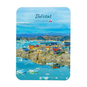 Ilulissat, Grönland - Abgerundete Eisbergstadt Magnet
