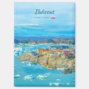 Ilulissat, Grönland - Eisberg Stadt Flach Magnet