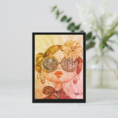 ilustración cara de chica fashión postkarte (Stehend Vorderseite)