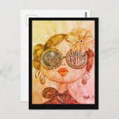 ilustración cara de chica fashión postkarte (Vorne/Hinten)