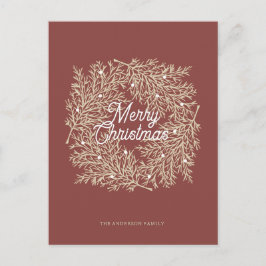 ilustración hojas abeto corona de Navidad rojo Feiertagspostkarte