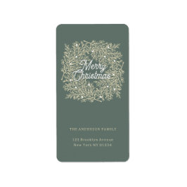 ilustración hojas abeto corona de Navidad verde Adressaufkleber