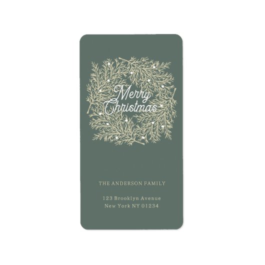 ilustración hojas abeto corona de Navidad verde Adressaufkleber (Vorne)