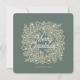 ilustración hojas abeto corona de Navidad verde Feiertagskarte