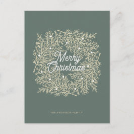 ilustración hojas abeto corona de Navidad verde Feiertagspostkarte