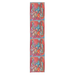 ILvino-Wein-Flaschen und Gläser Kurzer Tischläufer