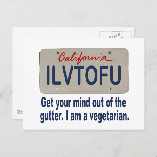 ILVTOFU California License Plate Postkarte (Vorne/Hinten)