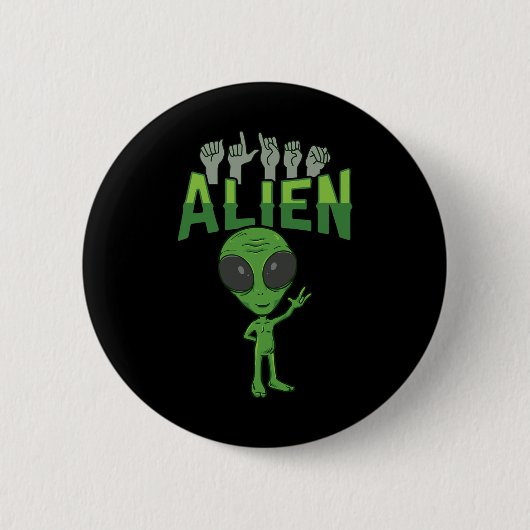 ILY Alien ASL Hand Gesture Deaf Hörverlust Aware Button (Vorderseite)
