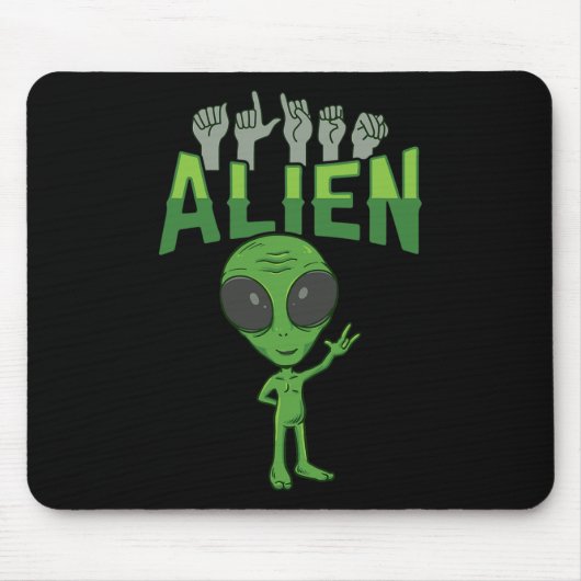 ILY Alien ASL Hand Gesture Deaf Hörverlust Aware Mousepad (Vorne)