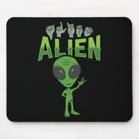 ILY Alien ASL Hand Gesture Deaf Hörverlust Aware Mousepad (Vorne)