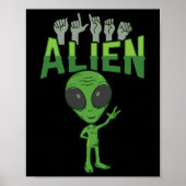ILY Alien ASL Hand Gesture Deaf Hörverlust Aware Poster (Vorne)