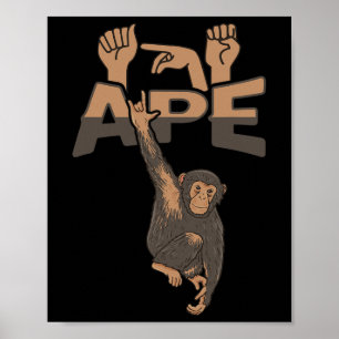 ILY APE ASL Hand Gesture Deaf Hörverlust Awarene Poster