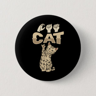 ILY Cat ASL Hand Gesture Deaf Hörverlust Awarene Button