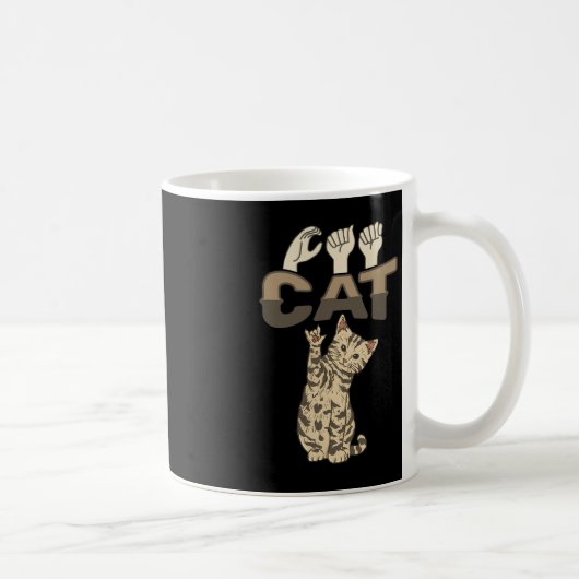 ILY Cat ASL Hand Gesture Deaf Hörverlust Awarene Kaffeetasse (Rechts)