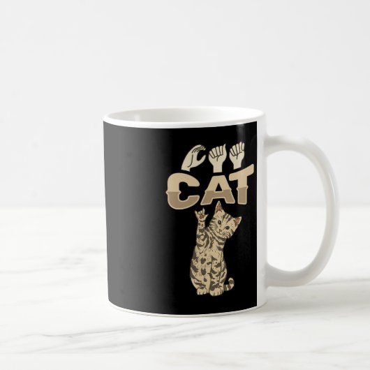 ILY Cat ASL Hand Gesture Deaf Hörverlust Awarene Kaffeetasse (Rechts)