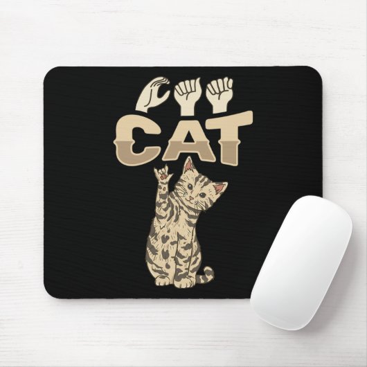 ILY Cat ASL Hand Gesture Deaf Hörverlust Awarene Mousepad (Mit Mouse)