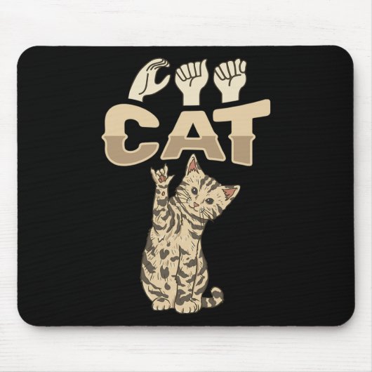 ILY Cat ASL Hand Gesture Deaf Hörverlust Awarene Mousepad (Vorne)