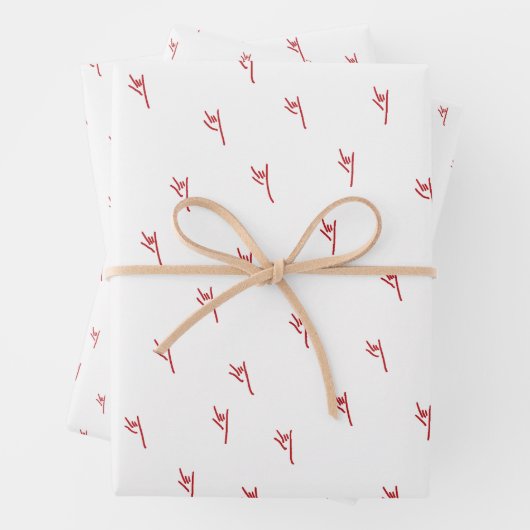 ILY Hands Red Sketchy Geschenkpapier Set (Beispiel)