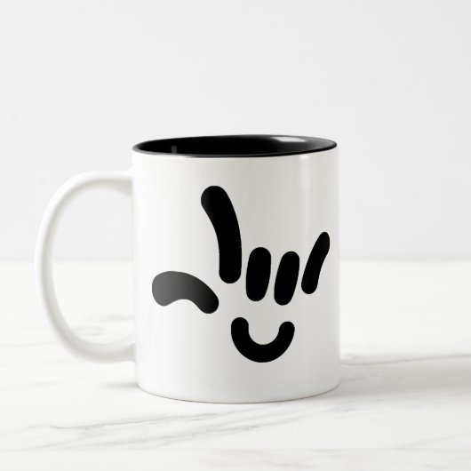 ILY (i-LIEBE SIE) in ASL Zweifarbige Tasse (Links)