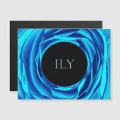 ILY Metallic Blue Rose Magnetkarte (Vorne/Hinten)
