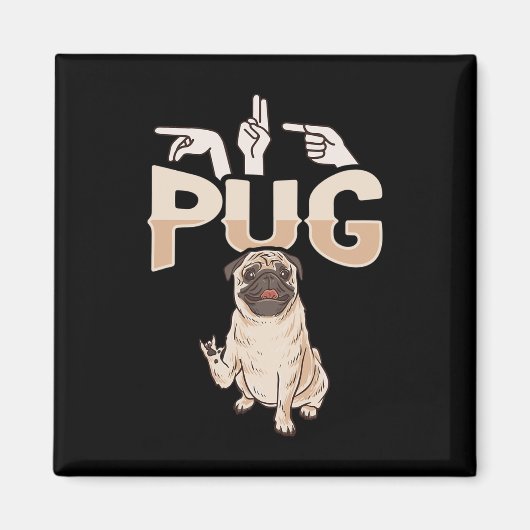 ILY Mops ASL Hand Gesture Deaf Hörverlust Awarene Magnet (Vorne)