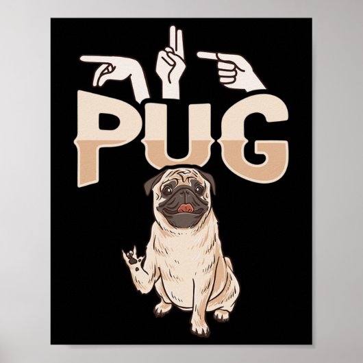 ILY Mops ASL Hand Gesture Deaf Hörverlust Awarene Poster (Vorne)