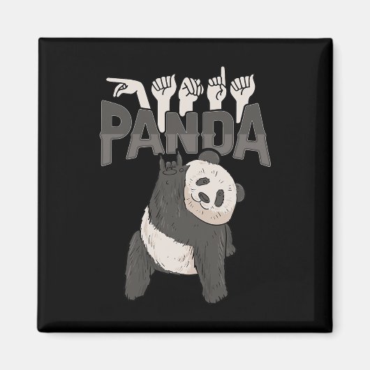 ILY Panda ASL Handgesture Deaf Hörschreckenwarenwa Magnet (Vorne)