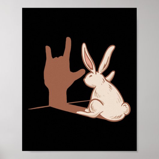Ily Rabbit Asl Hand Gesture Deaf Hearing Loss Awar Poster (Vorne)