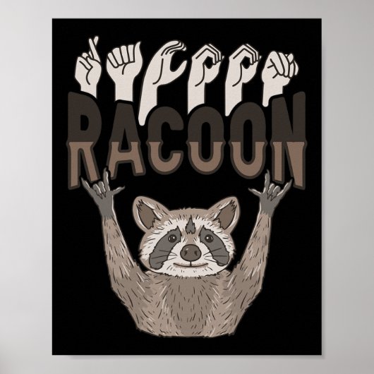 Ily Racoon Asl Hand Gesture Deaf Hearing Loss Awar Poster (Vorne)