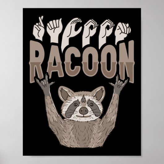 Ily Racoon Asl Hand Gesture Deaf Hearing Loss Awar Poster (Vorne)