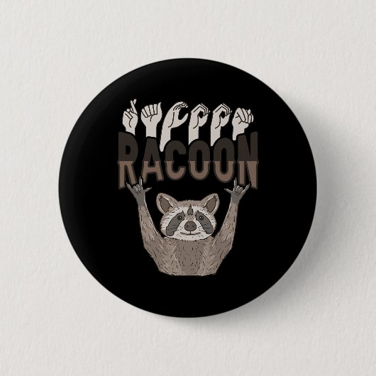 ILY Racoon ASL Hand Gesture Deaf Hörverlust Krieg Button (Vorderseite)