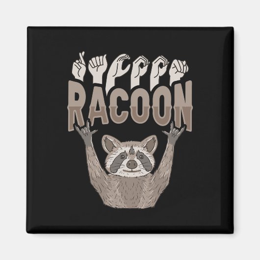 ILY Racoon ASL Hand Gesture Deaf Hörverlust Krieg Magnet (Vorne)