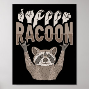 ILY Racoon ASL Hand Gesture Deaf Hörverlust Krieg Poster
