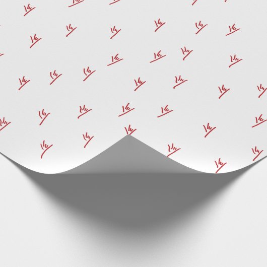 ILY Red Hand Sketch Geschenkpapier (Ecke)