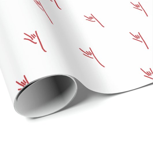 ILY Red Hand Sketch Geschenkpapier (Rolleneckpunkt)