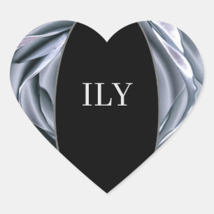 ILY Silver and Black Herz-Aufkleber