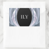 ILY Silver and Black Rectangle Aufkleber (Tasche)