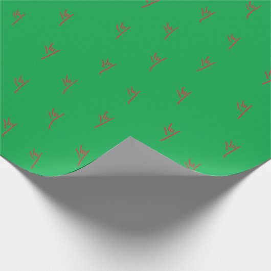 ILY Sketchy Hands Red Green Wrapping Paper Geschenkpapier (Ecke)