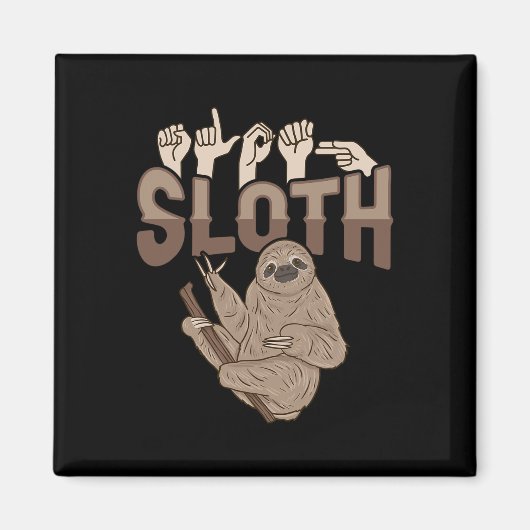 ILY Sloth ASL Handgesture Deaf Gehörlose Aware Magnet (Vorne)