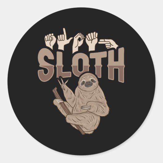 ILY Sloth ASL Handgesture Deaf Gehörlose Aware Runder Aufkleber (Vorderseite)