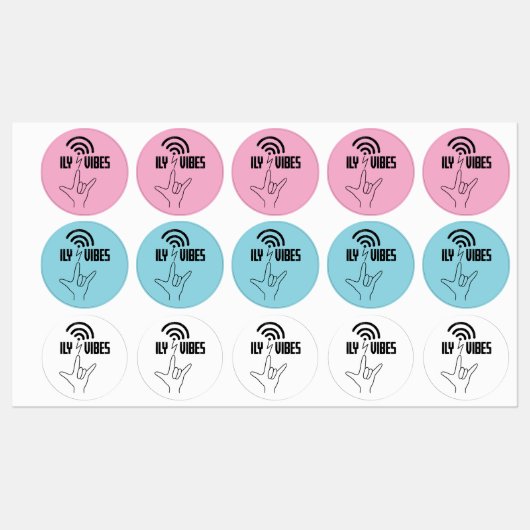 ILY Vibes - ASL Design  Etiketten (Blatt)