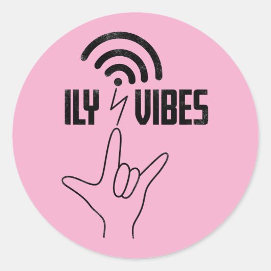 ILY Vibes - ASL Design Runder Aufkleber (Vorderseite)