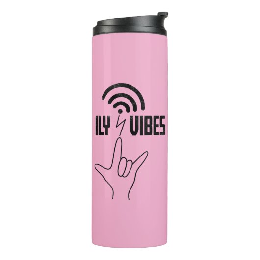 ILY Vibes - ASL Design  Thermosbecher (Nach links gedreht)