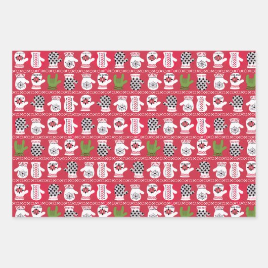 ILY Winter Gloves Rot und Grün Geschenkpapier Set (Vorderseite 3)