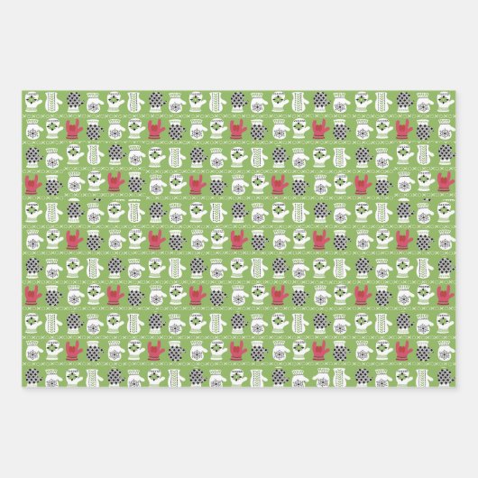 ILY Winter Gloves Rot und Grün Geschenkpapier Set (Vorderseite 2)