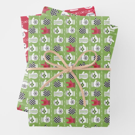 ILY Winter Gloves Rot und Grün Geschenkpapier Set (Beispiel)