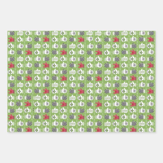 ILY Winter Gloves Rot und Grün Geschenkpapier Set (Vorderseite)