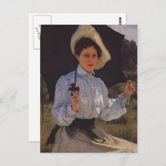 Ilya Repin - Portrait von Nadezhda Repina Postkarte (Vorne/Hinten)